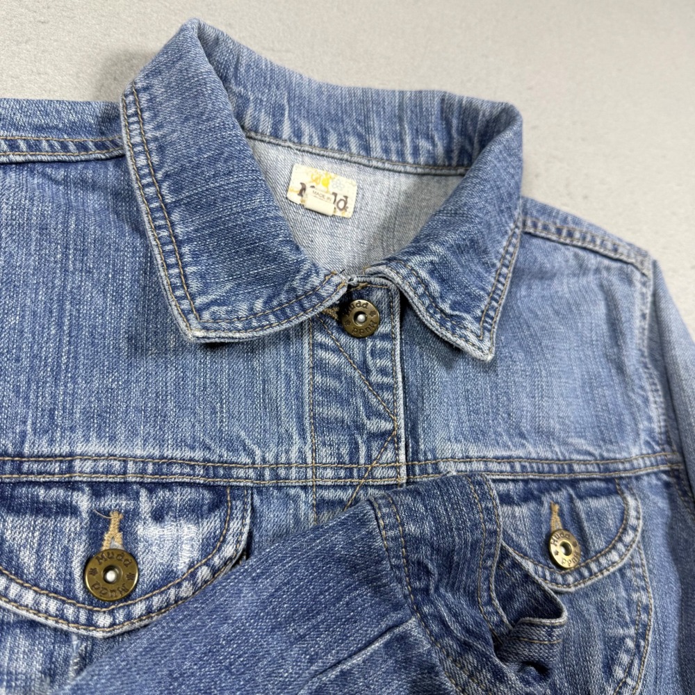 Mudd Womens Medium Wash Distressed Denim Trucker Jacket Blue Size‎ Medium Cotton